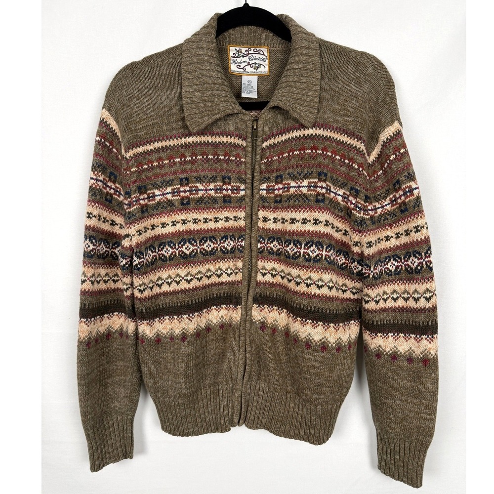 Y2K Heirloom Collectibles XL Fair Isle Nordic Zip Cardigan Sweater Ski Lodge '03